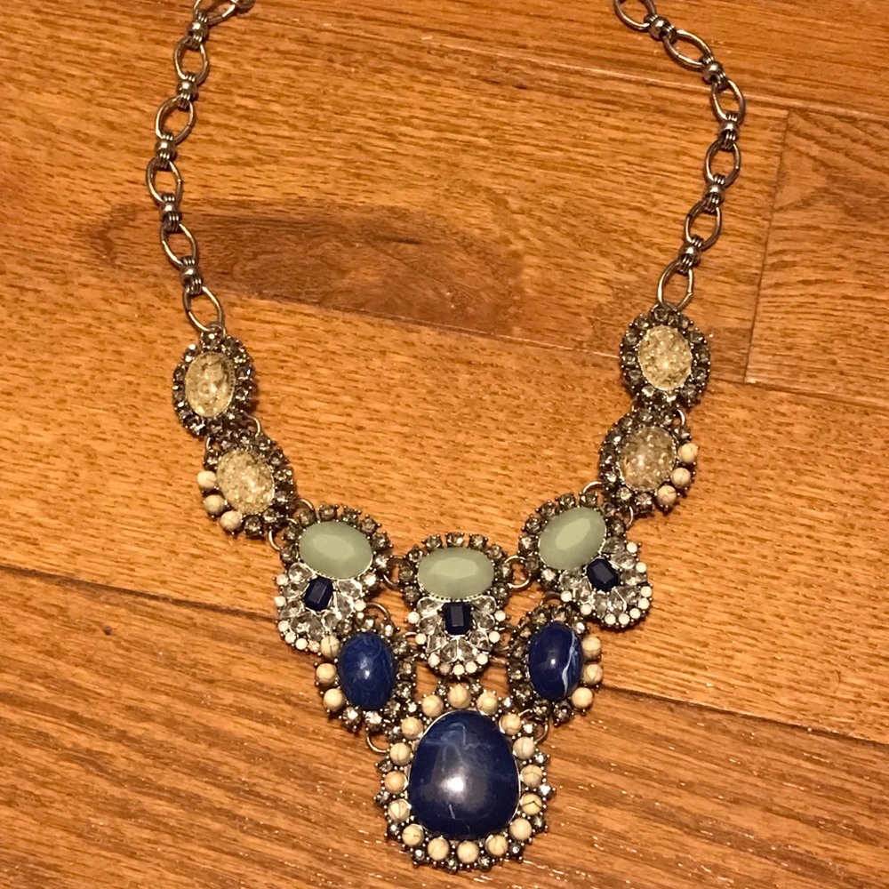 Blue stoned statement necklace